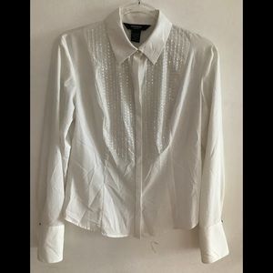 Express White Blouse with Crystal Beading